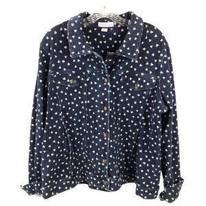 Coldwater Creek Heart Pattern Denim Jacket Women's Sixe 1X